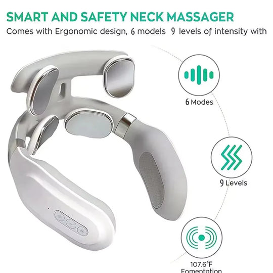 Heated Neck &amp; Spine Massager – 4D Head Relief with Vibration, Heat &amp; Breathing Light