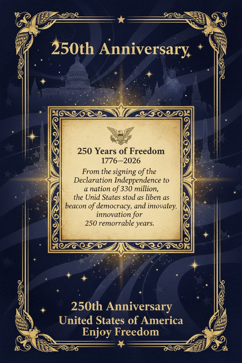 250th Anniversary USA Trading Card Back with Title