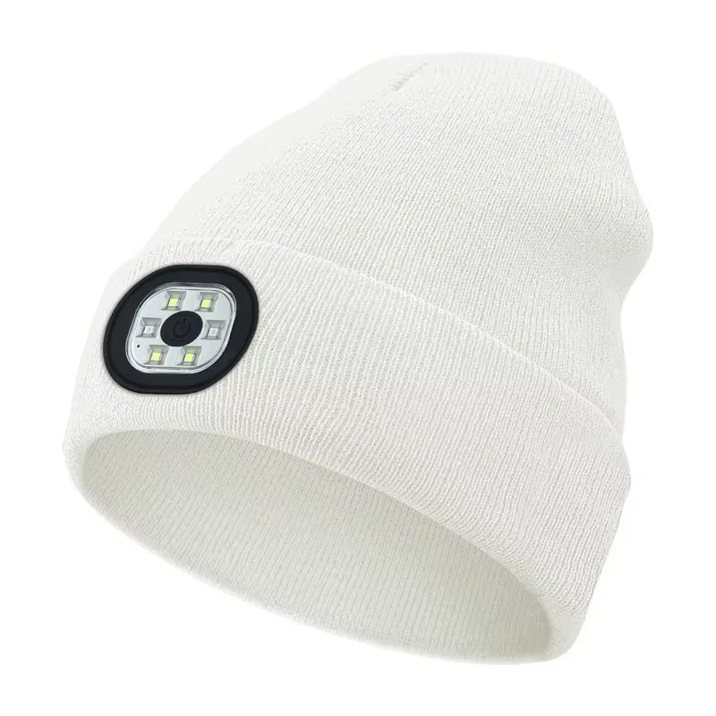 GlowGear™ LED Beanie Hat: USB Rechargeable Winter Headlamp Cap for Warmth &amp; Hands-Free Light