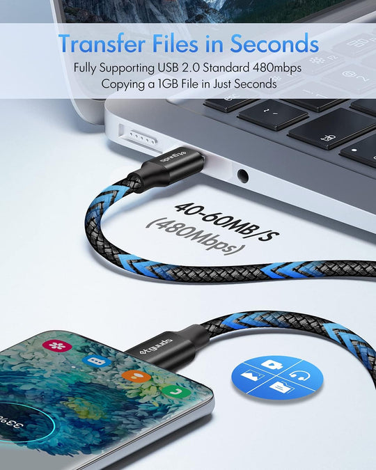USB C to USB C Cable [3Ft, 2-Pack],  60W/3A Fast Charging USB Type C Charger Cord Compatible with Samsung Galaxy S22/S22+, S21/S21+, S20/S20+ Ultra 5G, Note 20/10 Ultra 5G, Pixel, Switch &amp; More
