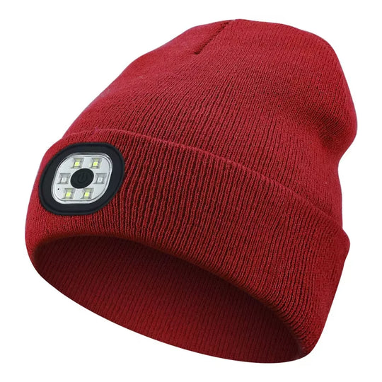 GlowGear™ LED Beanie Hat: USB Rechargeable Winter Headlamp Cap for Warmth &amp; Hands-Free Light