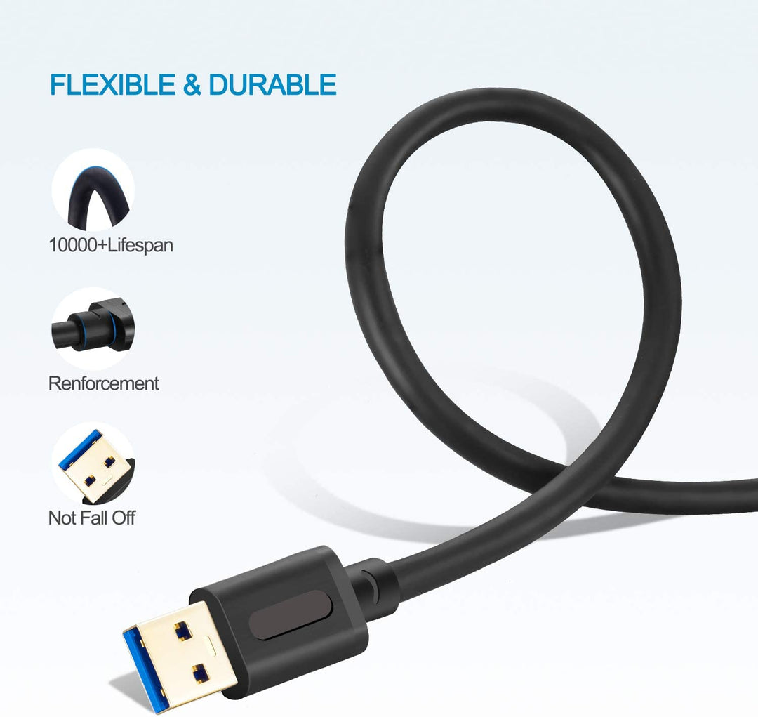 USB 3.0 a to a Male Cable 3Ft,Usb to USB Cable USB Male to Male Cable USB Cord with Gold-Plated Connector for Hard Drive Enclosures, DVD Player, Laptop Cooler (3Ft/1M)