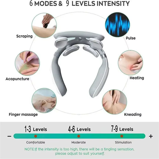 Heated Neck &amp; Spine Massager – 4D Head Relief with Vibration, Heat &amp; Breathing Light