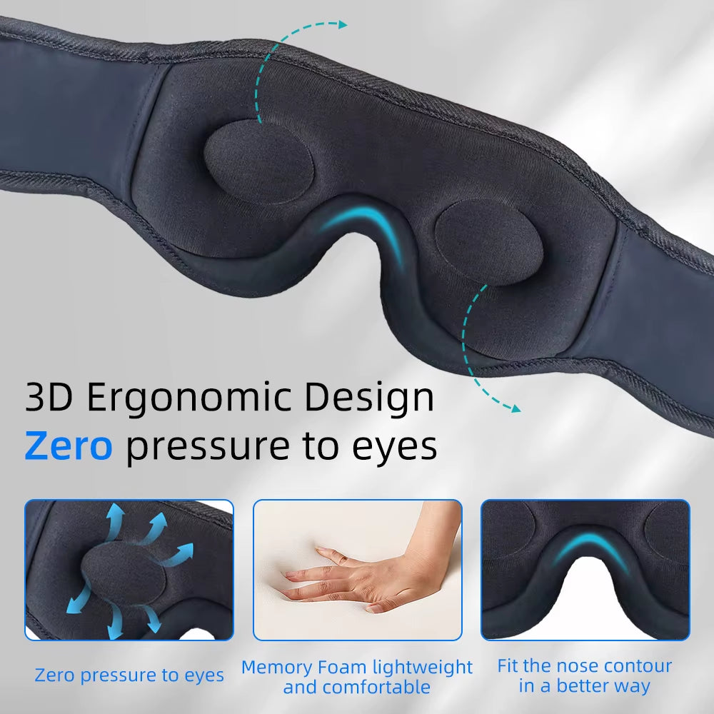 DreamTune 3D: Bluetooth Sleep Mask with Wireless Headset &amp; Adjustable Eye Cover