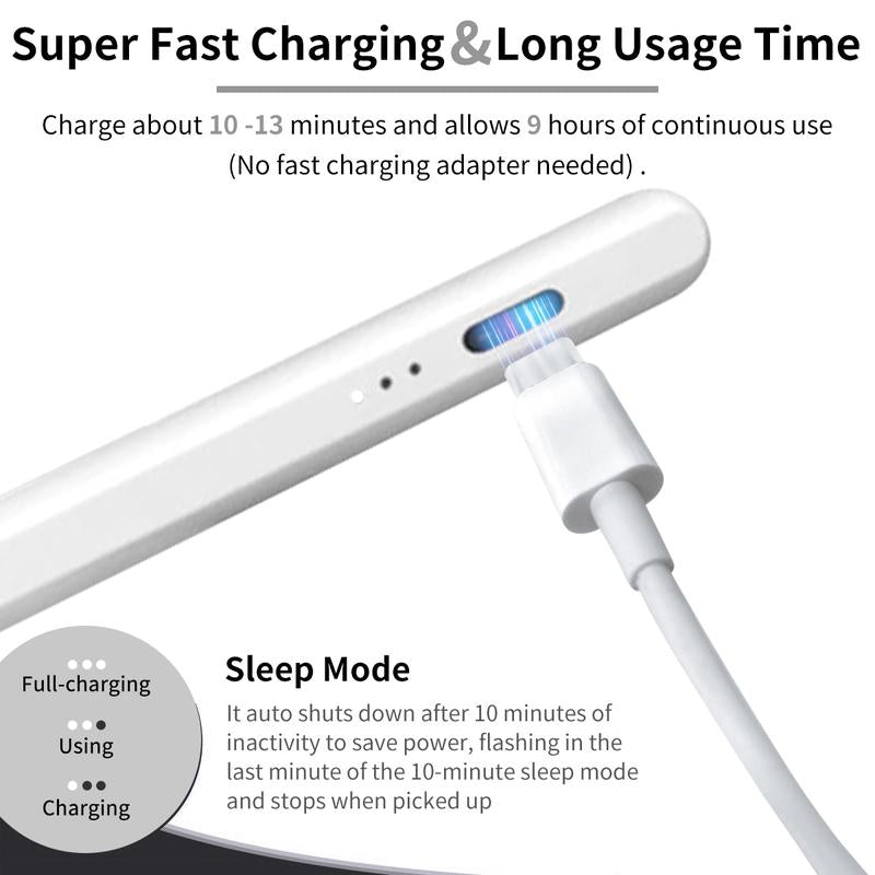 Stylus Pen for Ipad,Fast Charge,With Palm Rejection Tilt Sensitivity, Pencil Compatible with Ipad 6/7/8/9/10, Pro12.9&amp;11",Air3/4/5, Mini5/6