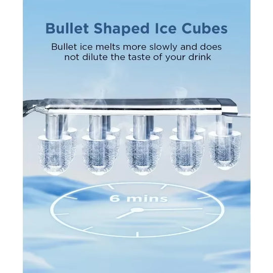 Ice Maker Countertop, Portable Machine with Self-Cleaning, 26.5Lbs/24Hrs, 9 Bullet Ice Cubes in 6 Mins, Basket