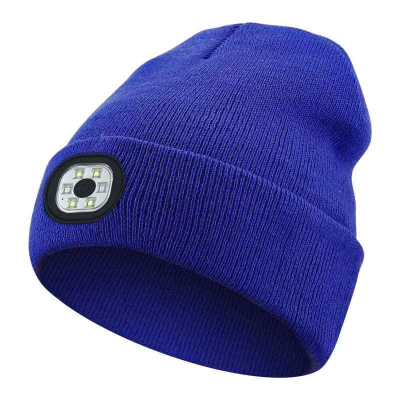 GlowGear™ LED Beanie Hat: USB Rechargeable Winter Headlamp Cap for Warmth &amp; Hands-Free Light