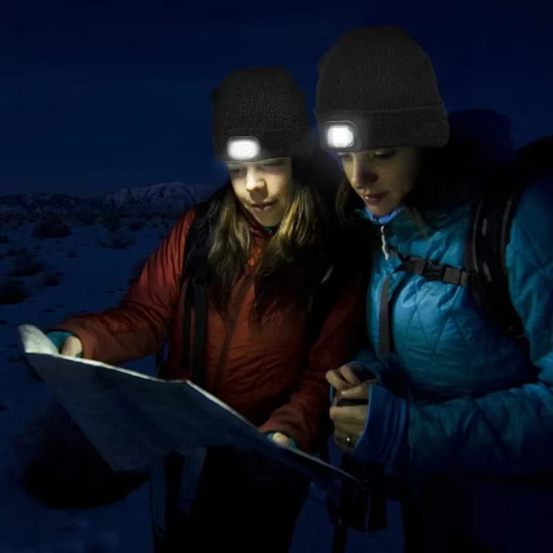 GlowGear™ LED Beanie Hat: USB Rechargeable Winter Headlamp Cap for Warmth &amp; Hands-Free Light