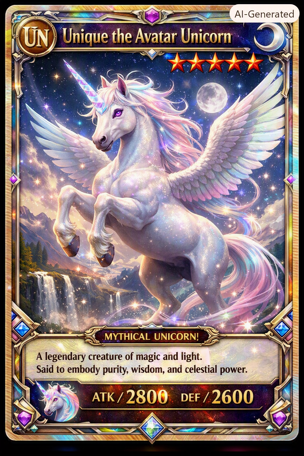 Unique the avatar unicorn trading card