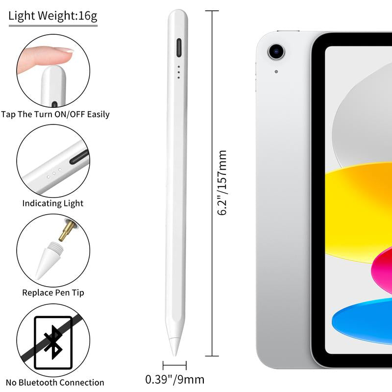 Stylus Pen for Ipad,Fast Charge,With Palm Rejection Tilt Sensitivity, Pencil Compatible with Ipad 6/7/8/9/10, Pro12.9&amp;11",Air3/4/5, Mini5/6