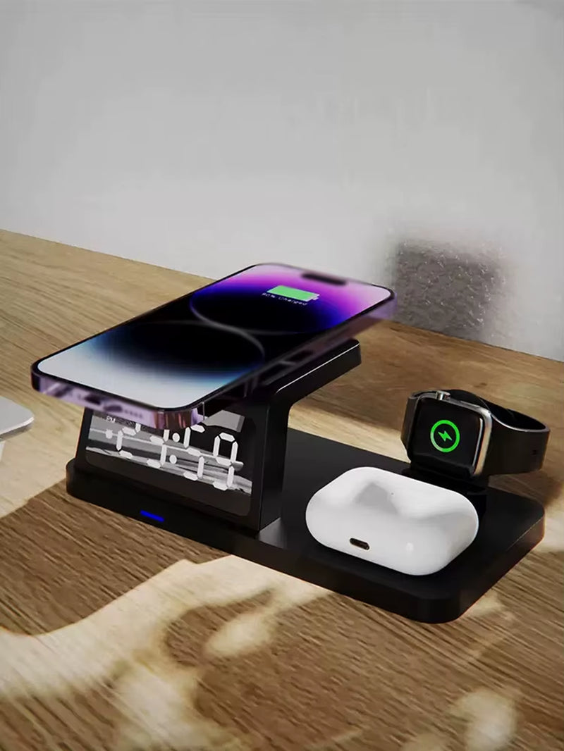 PowerHub Pro 3-in-1: Fast Wireless Charger, Smart Clock &amp; Alarm – All in One Sleek Device