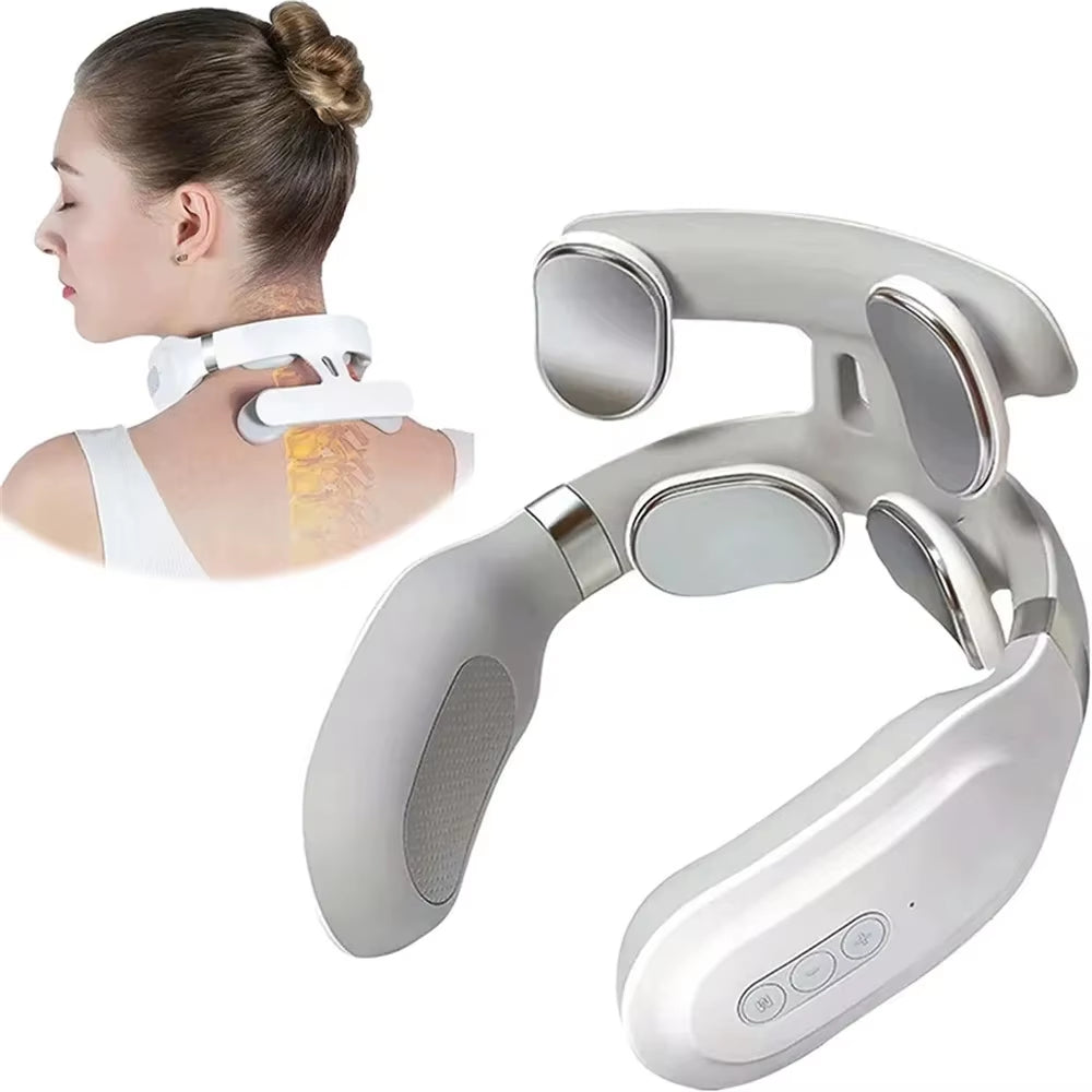Heated Neck &amp; Spine Massager – 4D Head Relief with Vibration, Heat &amp; Breathing Light