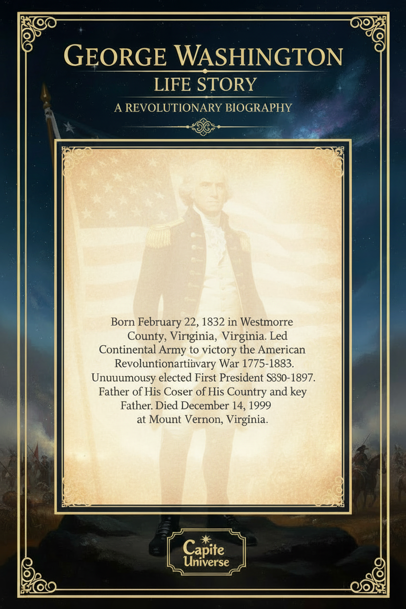 George Washington Life Story - Trading Card Back Brightened