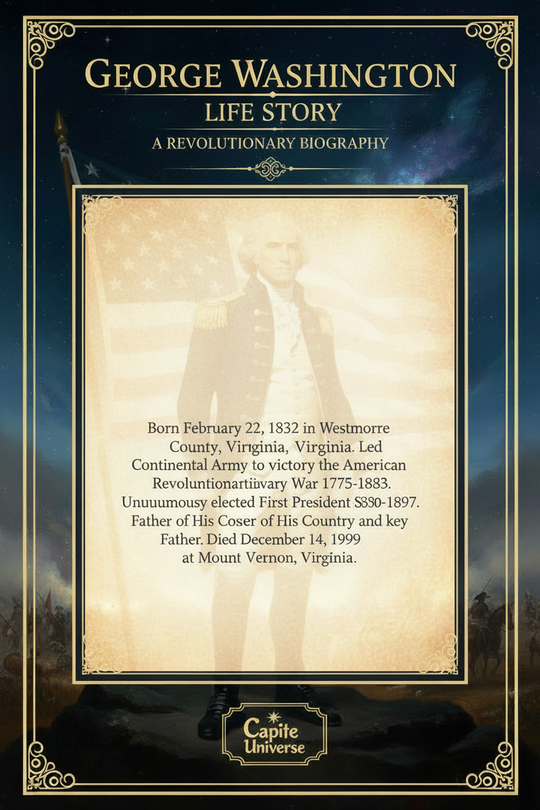 George Washington Life Story - Trading Card Back Brightened